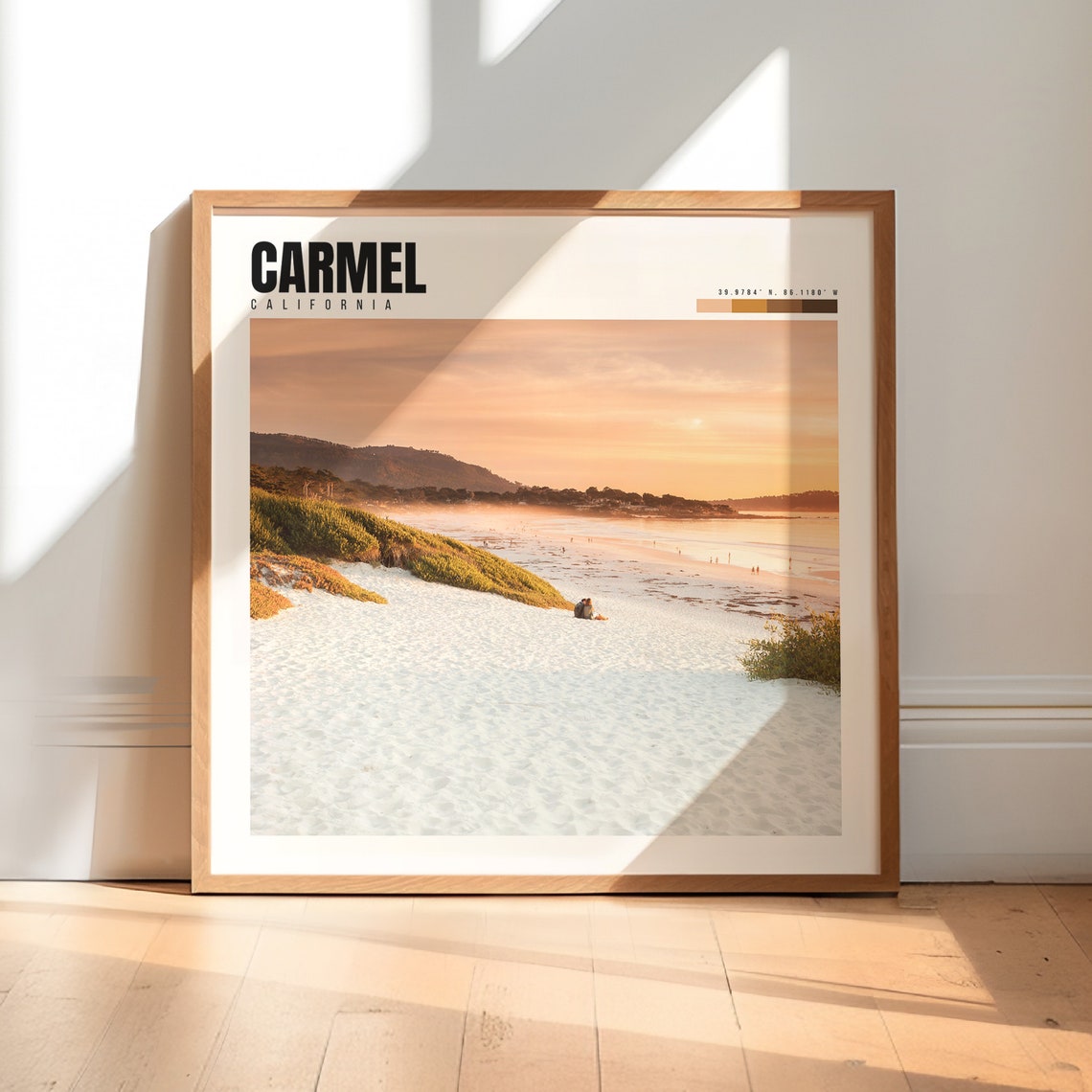 Carmel California Beach Sunset White Sand Dunes Ocean Poster