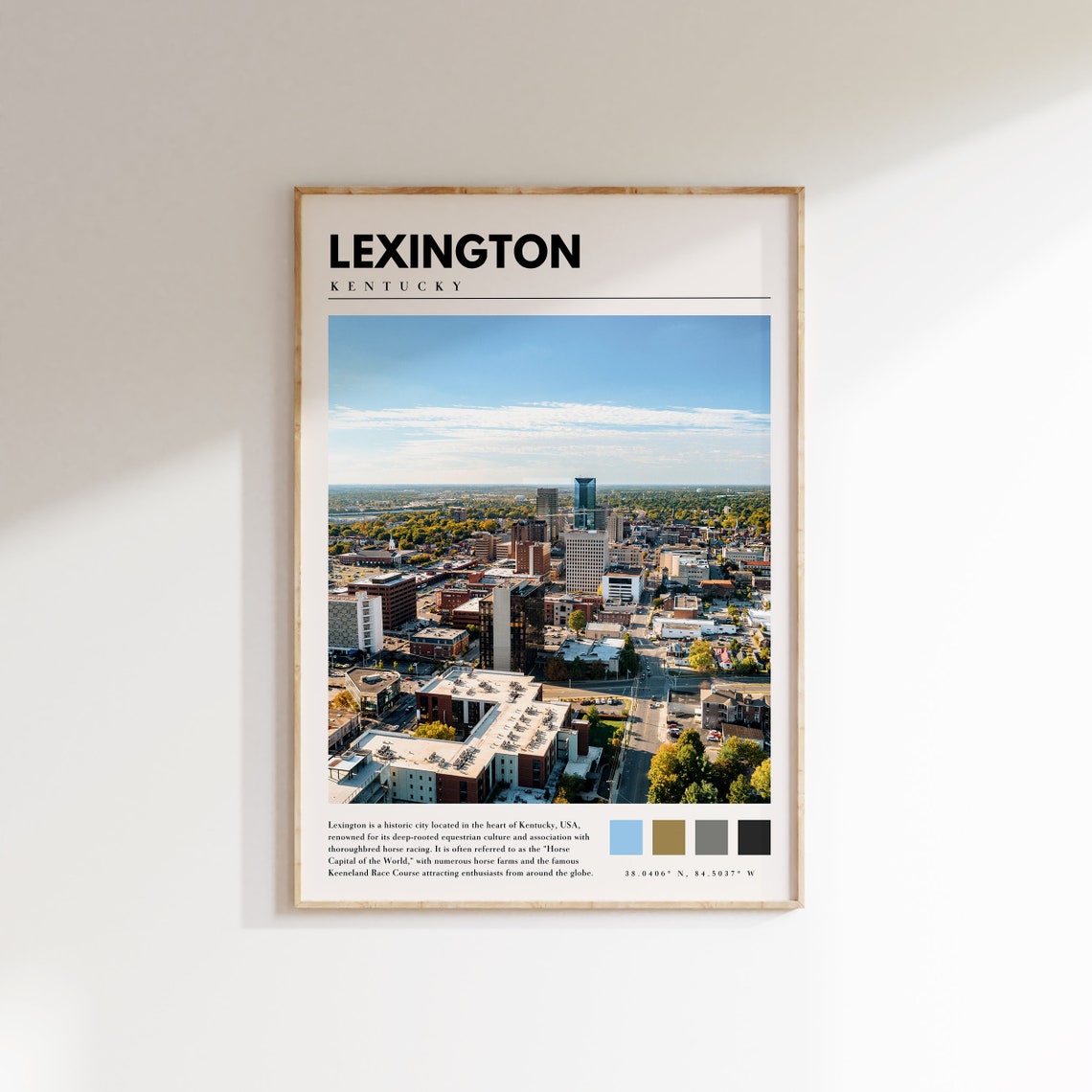 Lexington Kentucky City Aerial Downtown Rooftop Skyline Travel Poster