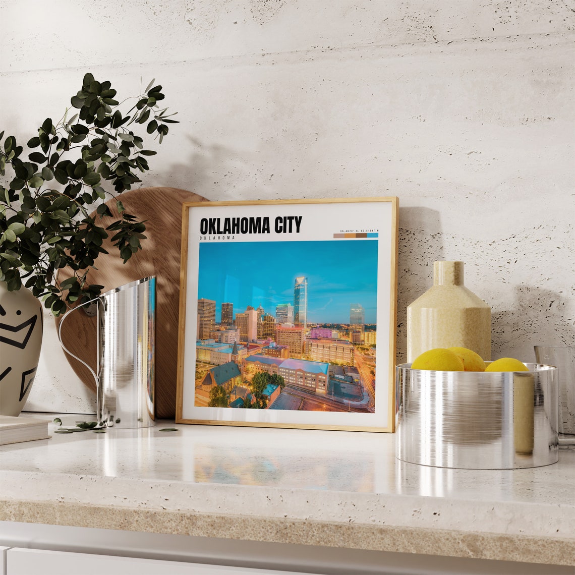 Oklahoma City Downtown Skyline Night Lights Devon Tower Dusk Poster - Image 4