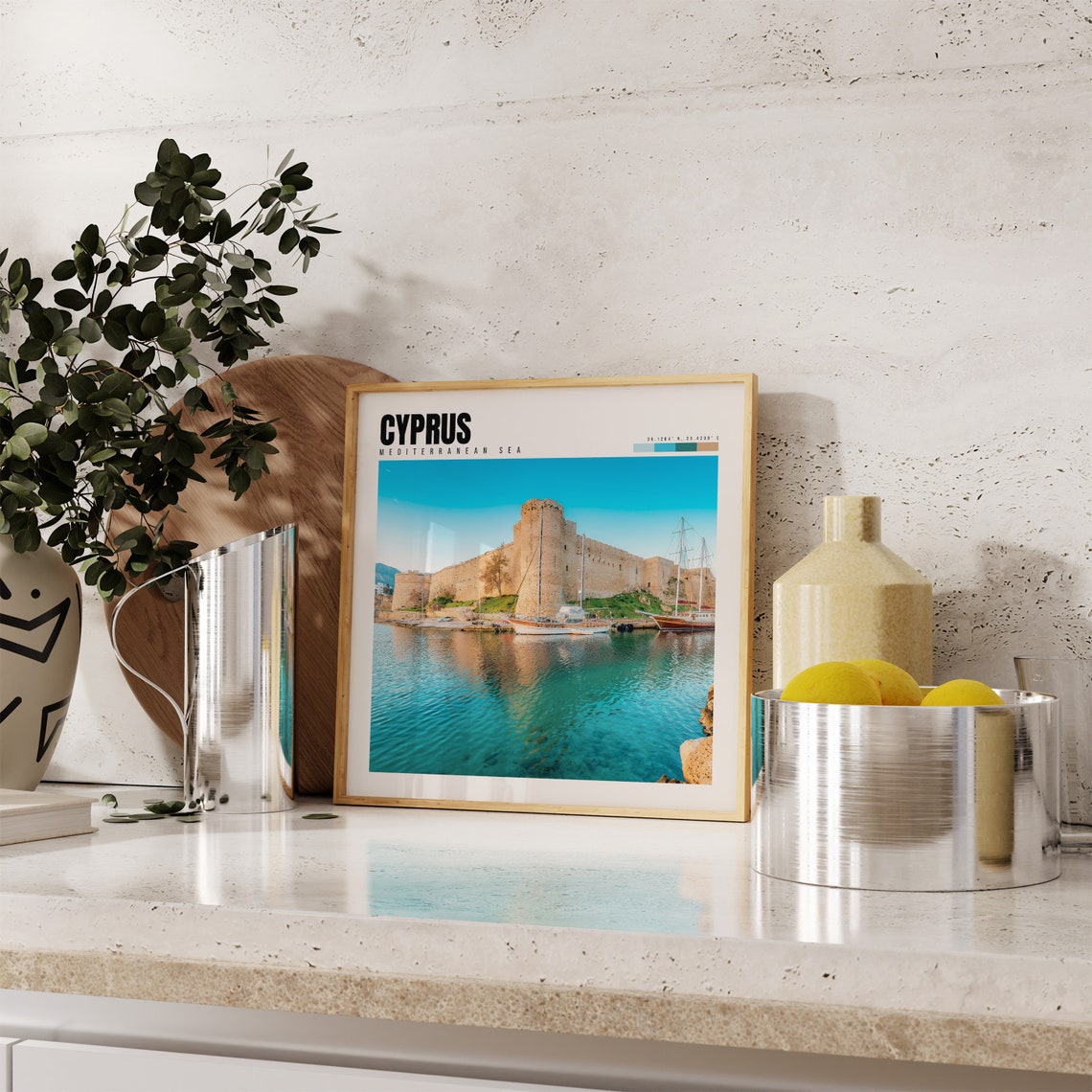 Cyprus Poster with Kyrenia Castle and Turquoise Harbor Waters - Image 4