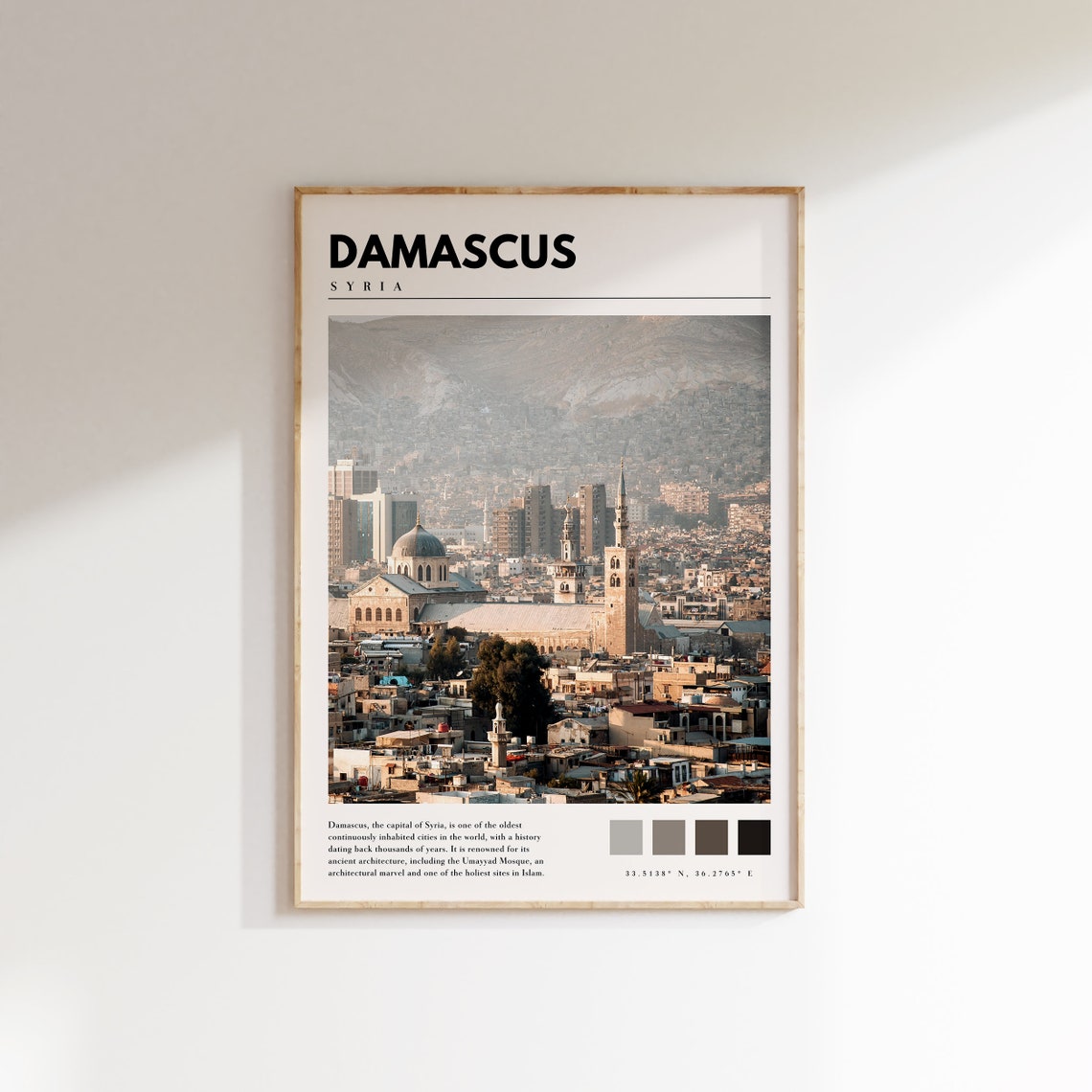 Damascus Syria Old City Historic Mosque Minarets Skyline Poster