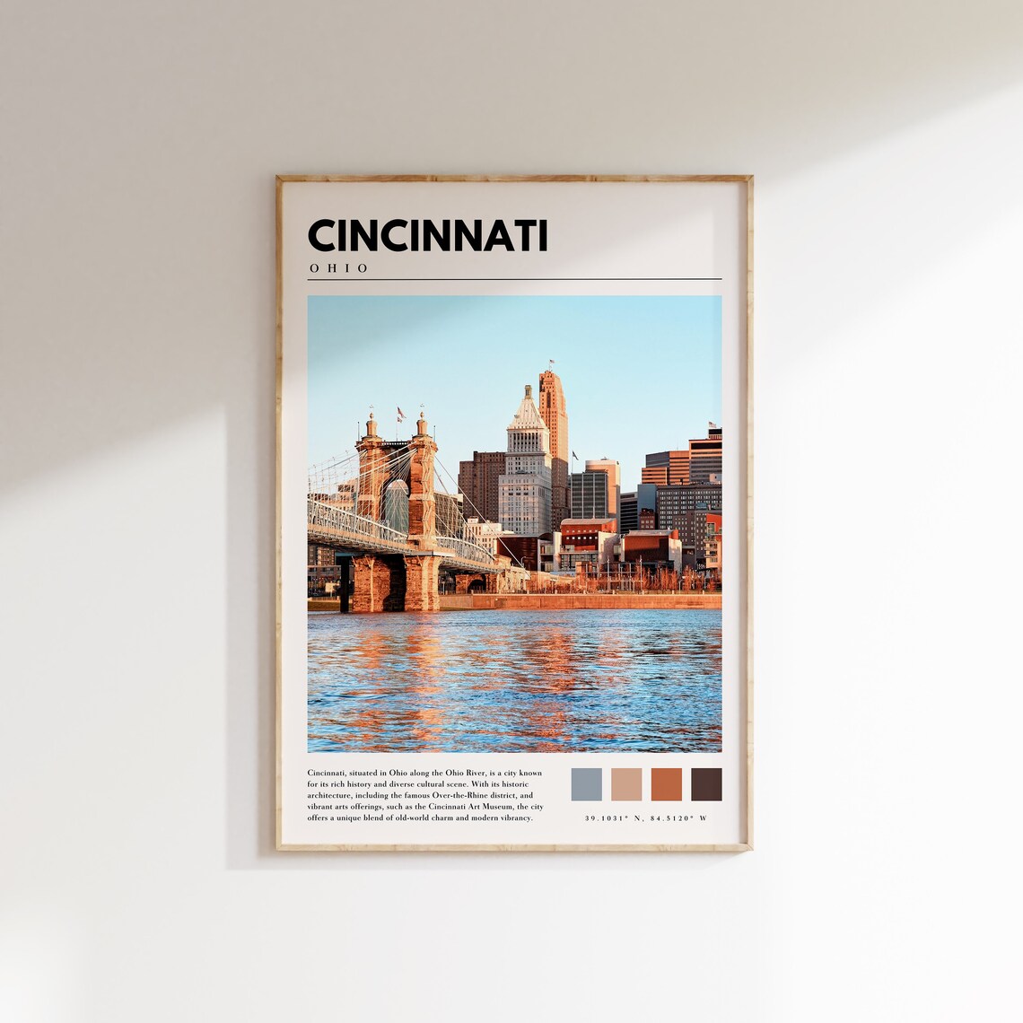 Cincinnati Ohio Travel Poster, City Home Decor