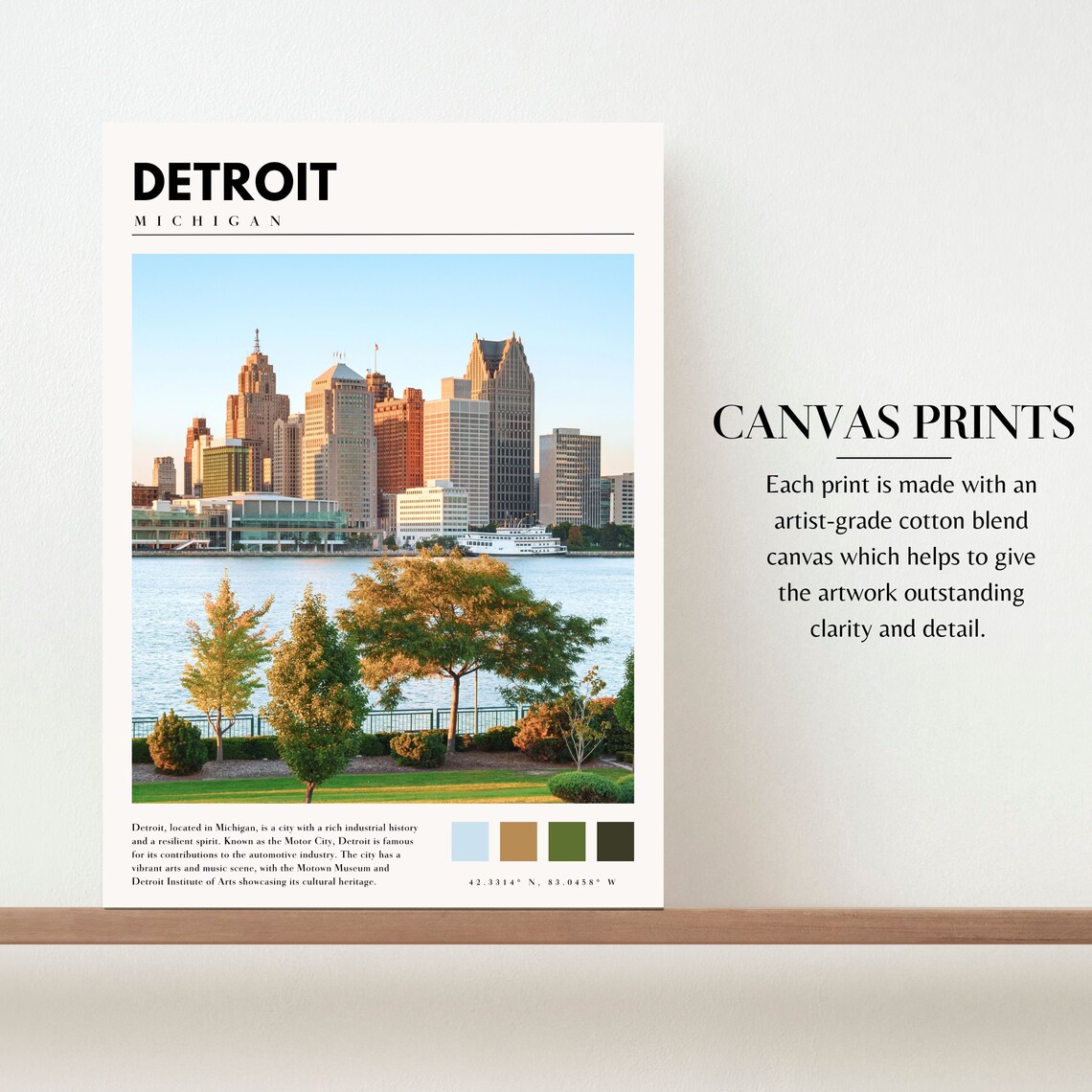Detroit, Michigan Poster Art Print, Home Wall Decor - Image 2