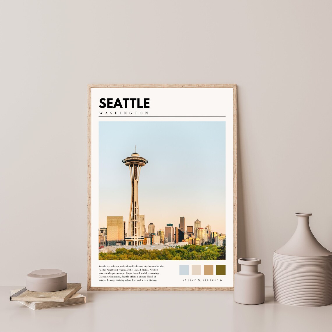 Seattle Space Needle Travel Poster, Seattle Washington - Image 4