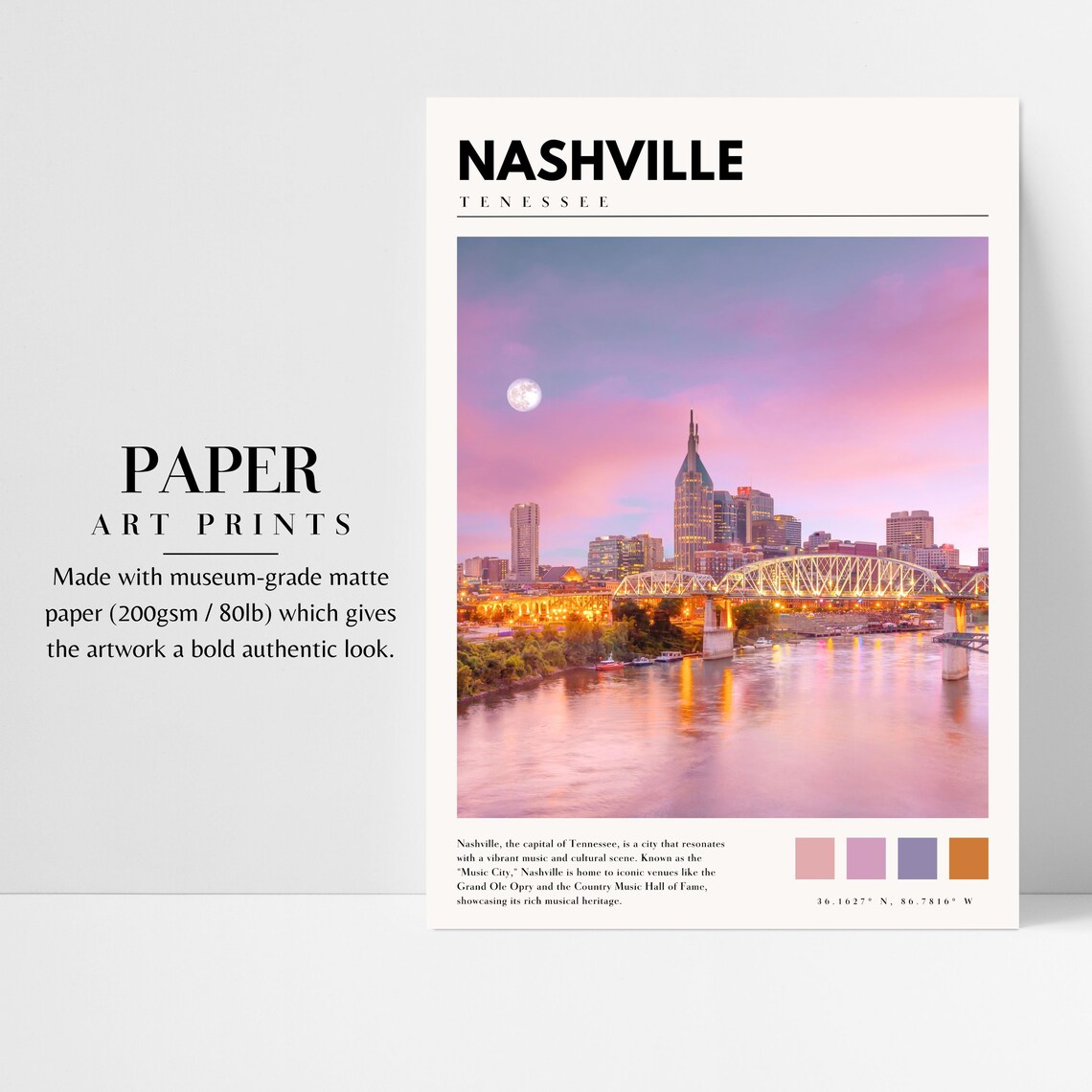 Nashville Tennessee City Poster, Travel Wall Art - Image 3