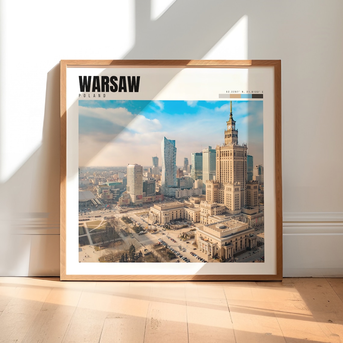 Warsaw Poland Palace of Culture Aerial Skyline Blue Sky Day Poster
