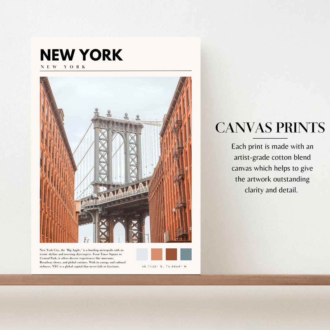 New York Manhattan Bridge Framed by Dumbo Brooklyn Streets Poster - Image 2