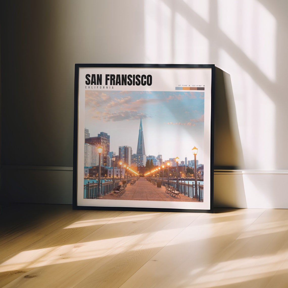 San Francisco Poster with Ferry Building and Embarcadero at Dusk View - Image 3