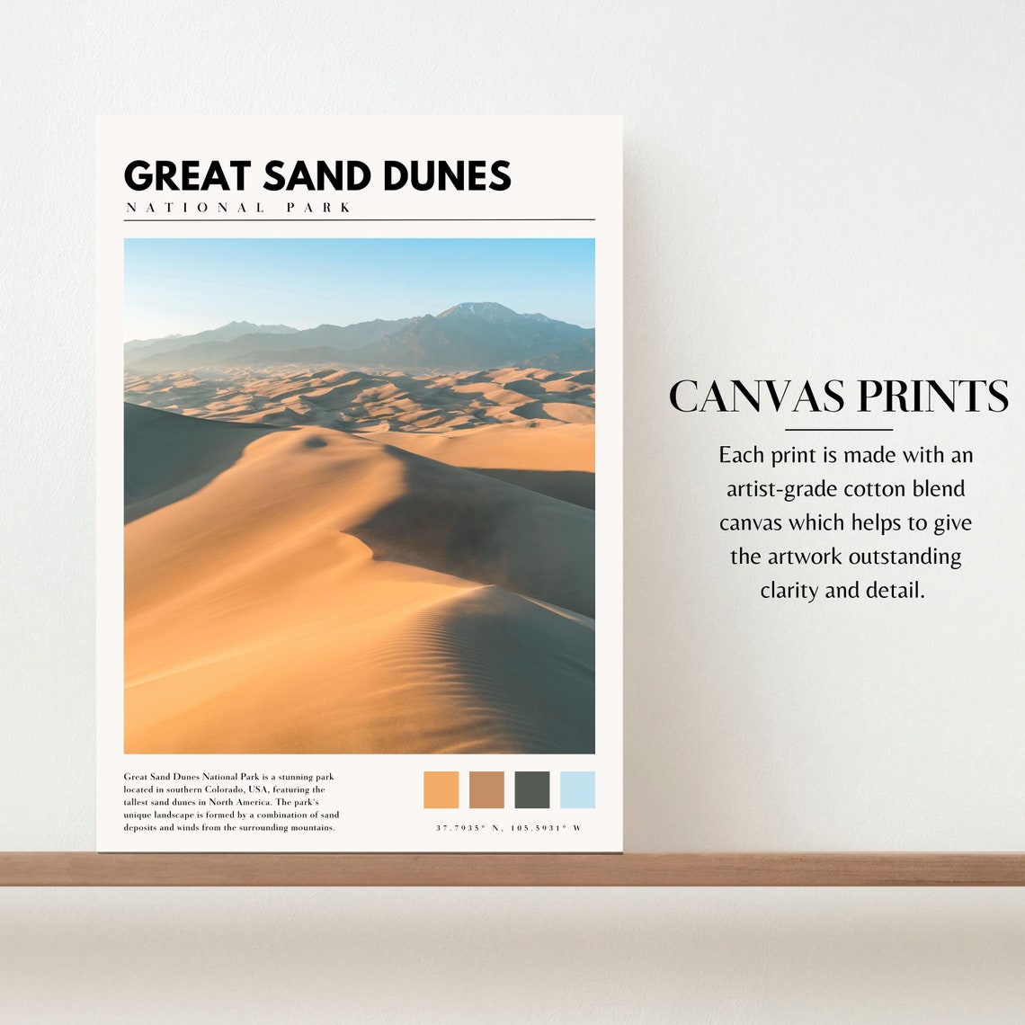 Great Sand Dunes National Park Golden Dunes Ripples Sunset Poster - Image 2