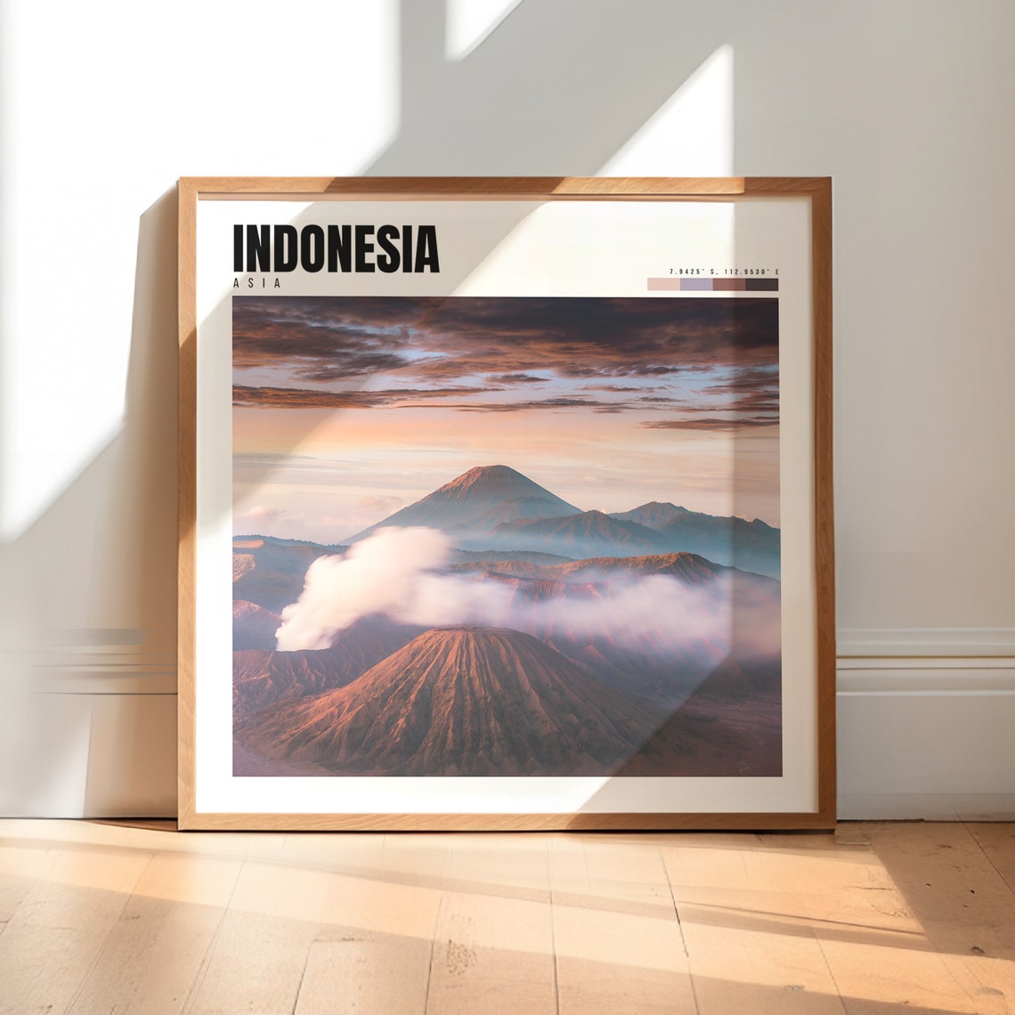 Indonesia Mount Bromo Smoking Volcano Sunrise Cloudscape Poster