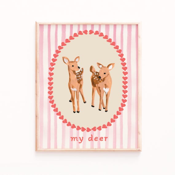 Valentines Day Deer Couples Decor Art Print