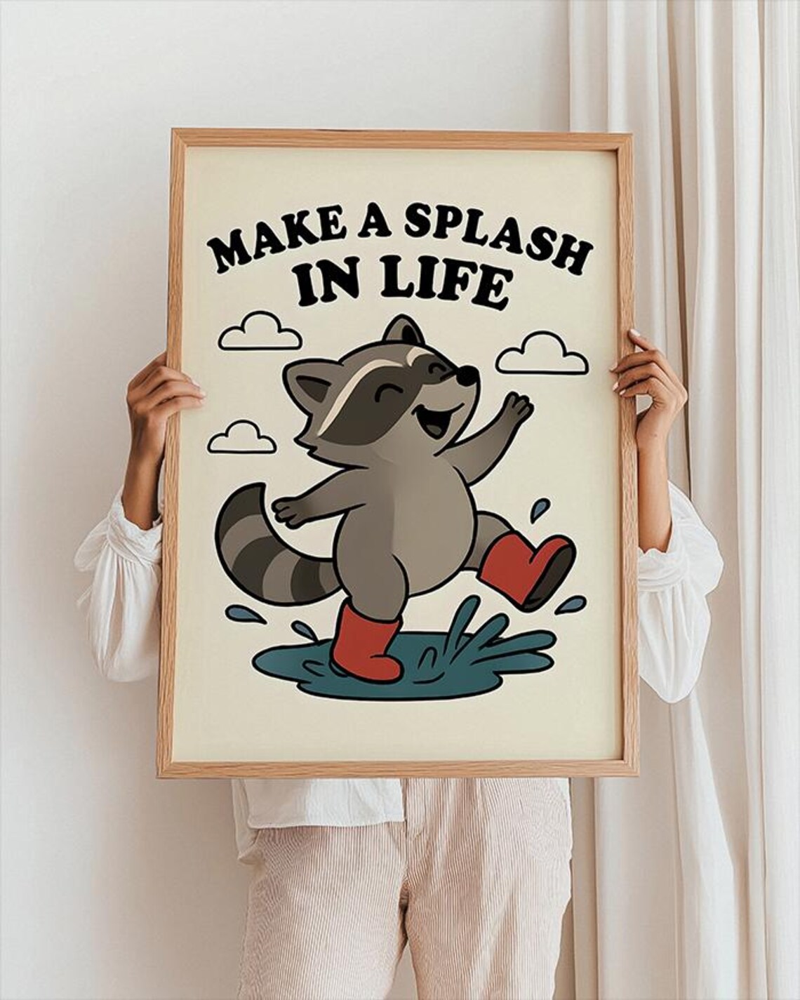 Raccoon Motivational Poster Whimsical Animal Quote Art