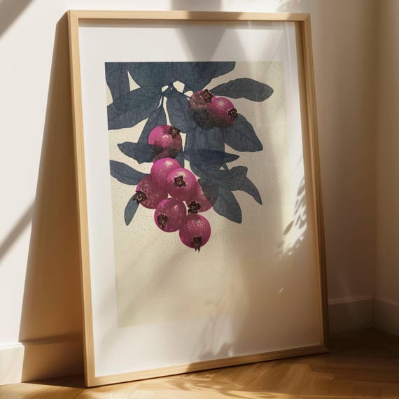 Botanical Berry Print Vintage Fruit Wall Art Modern Nature Illustration