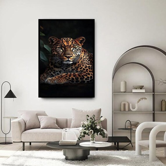 Sitting Leopard Art Print, Leopard Wall Decor