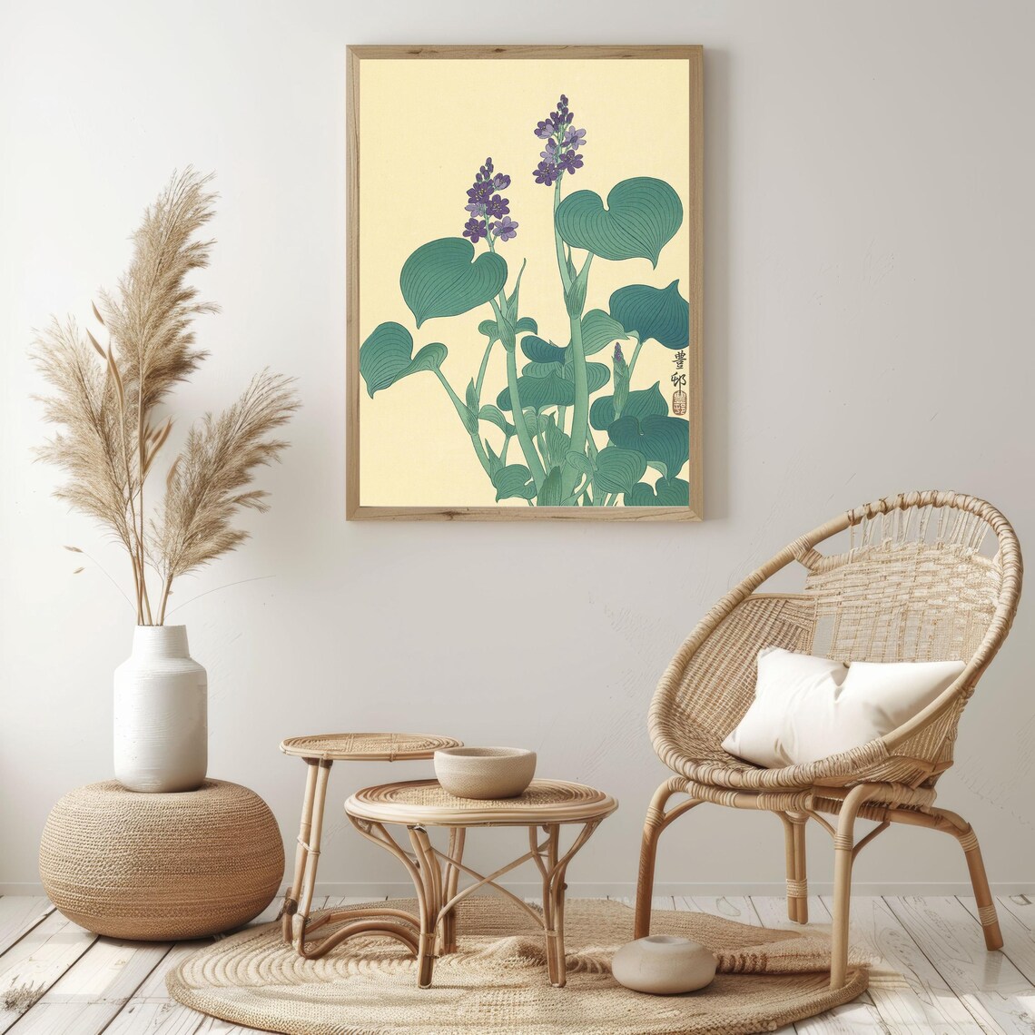 Flowering Hosta Vintage Japanese Botanical Purple Green Plant Poster - Image 3