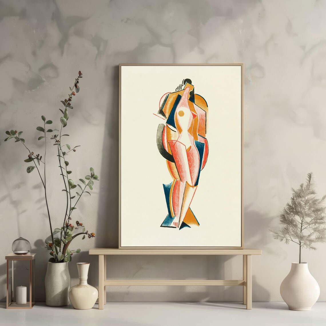 Colorful Cubist Female Figure Study Modernist Abstract Art Poster - Image 4