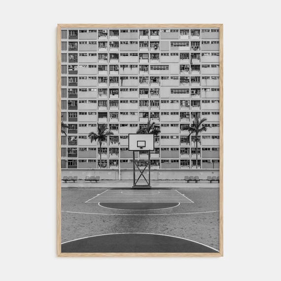 Fine Art Basketball Court Print Black White Photography Poster Sports Wall Art For Home Or Office Dcor