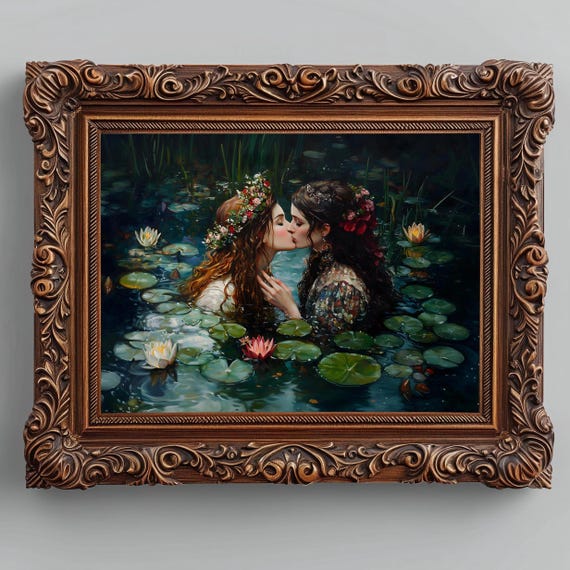Love Queens Dark Academia Print The Lake Goth Moody Victorian Lesbian Sappho Wall Art Dark Decor Aesthetic Dark Cottagecore Gothic