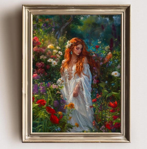 Persephone Wall Art Dark Academia Print Moody Victorian Wall Art Cottagecore Greek Goddess Greek Mythology Art