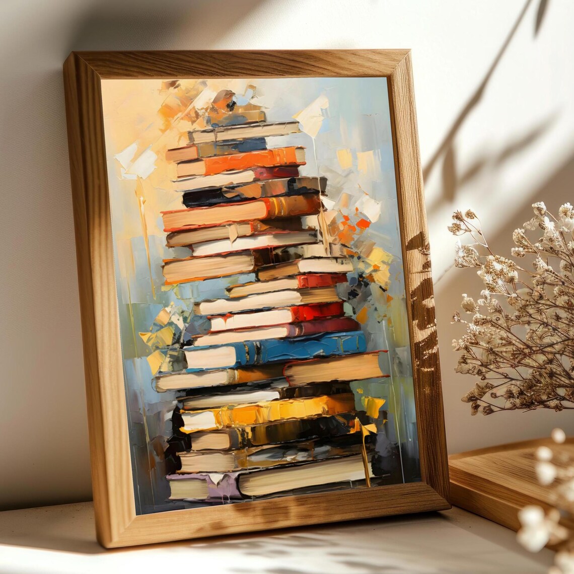 Abstract Stack Of Books, Dark Academia Wall Art Print
