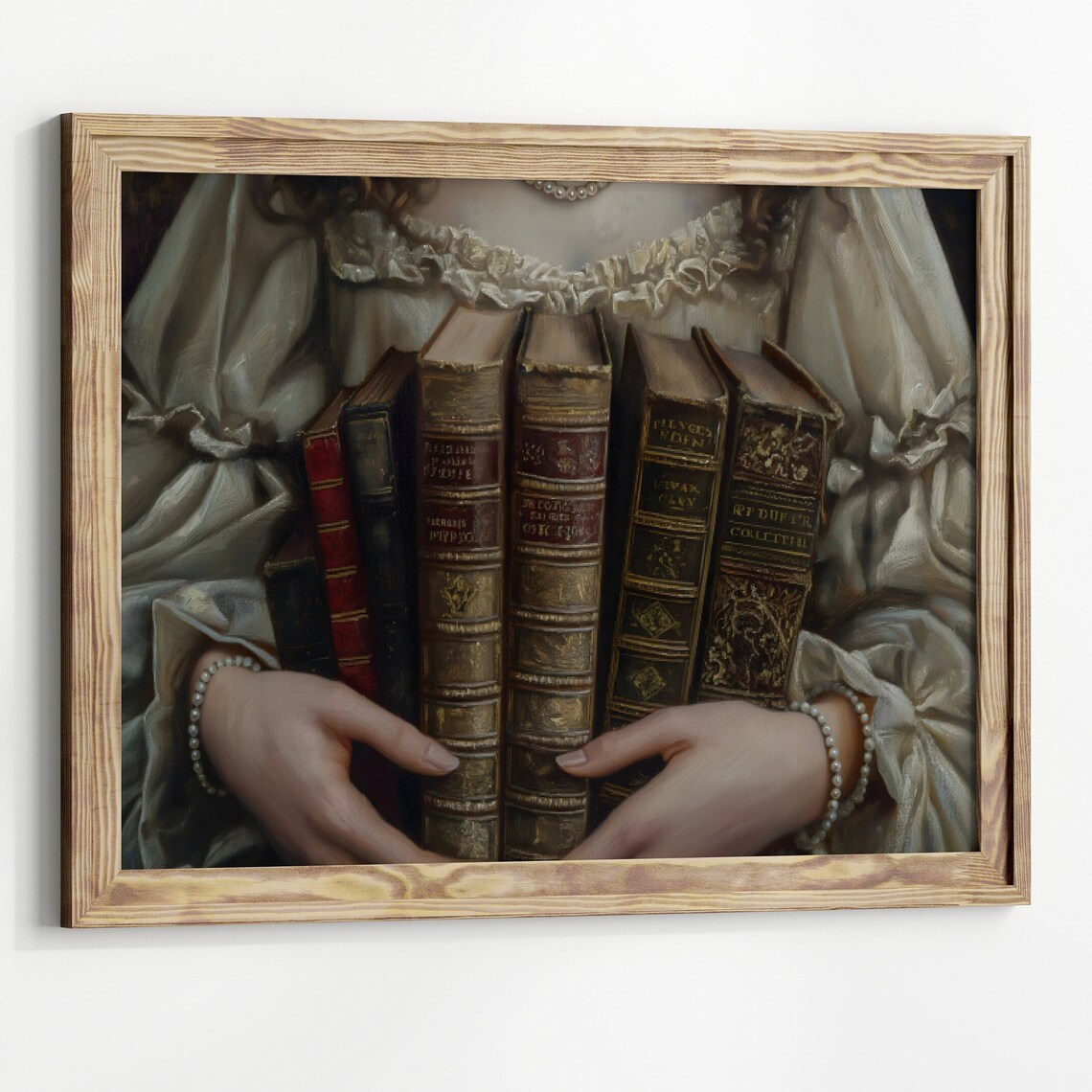 Victorian Woman With Books, Dark Academia Art Print