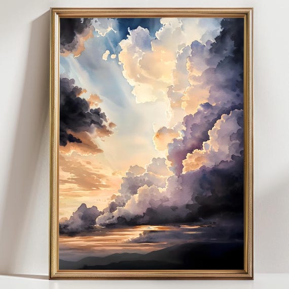 Big Clouds Dark Academia Print Goth Moody Victorian Wall Art Dark Decor Aesthetic Dark Cottagecore Gothic Prints