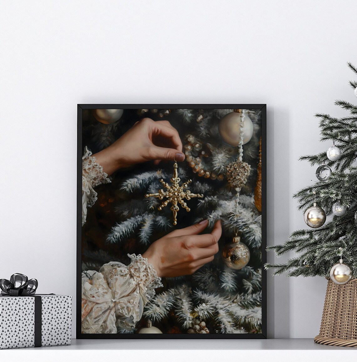 Christmas Tree Victorian Art Poster Print, Moody - Image 2