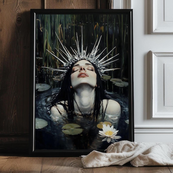 Dark Ophelia, Dark Academia Gothic Wall Art Print