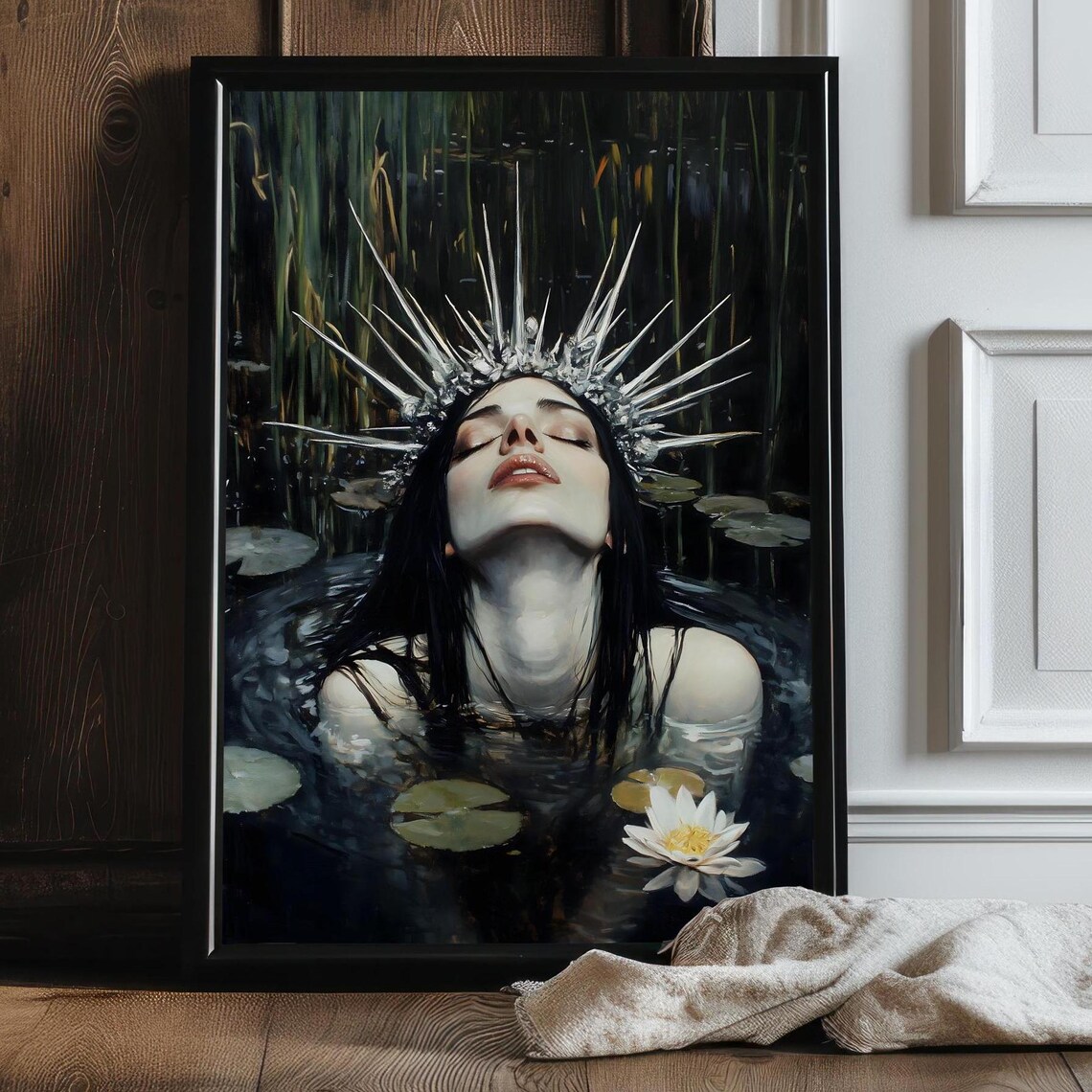 Dark Ophelia, Dark Academia Gothic Wall Art Print