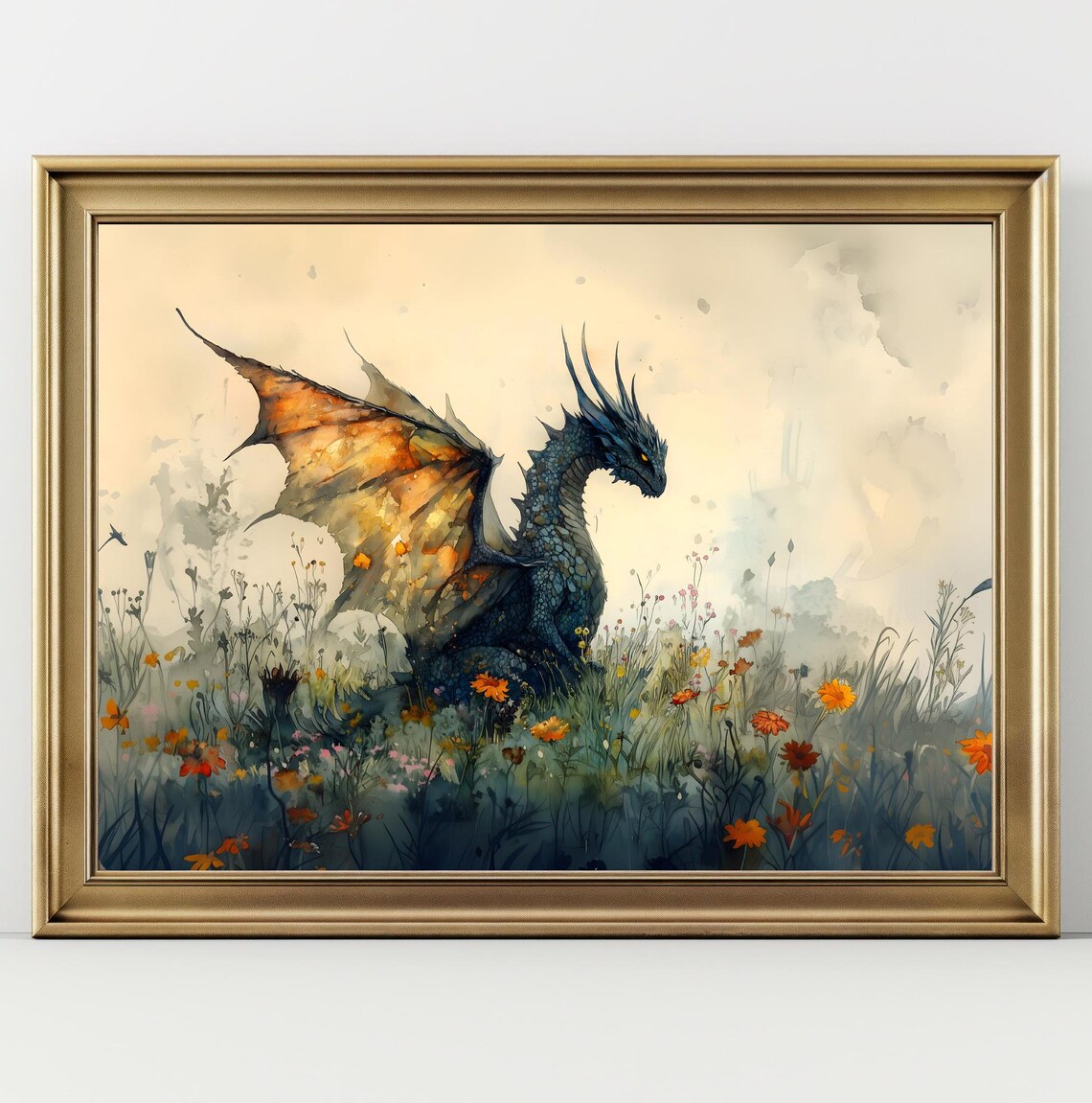 Dragon Watercolor Art Print, Dark Academia Fantasy - Image 2