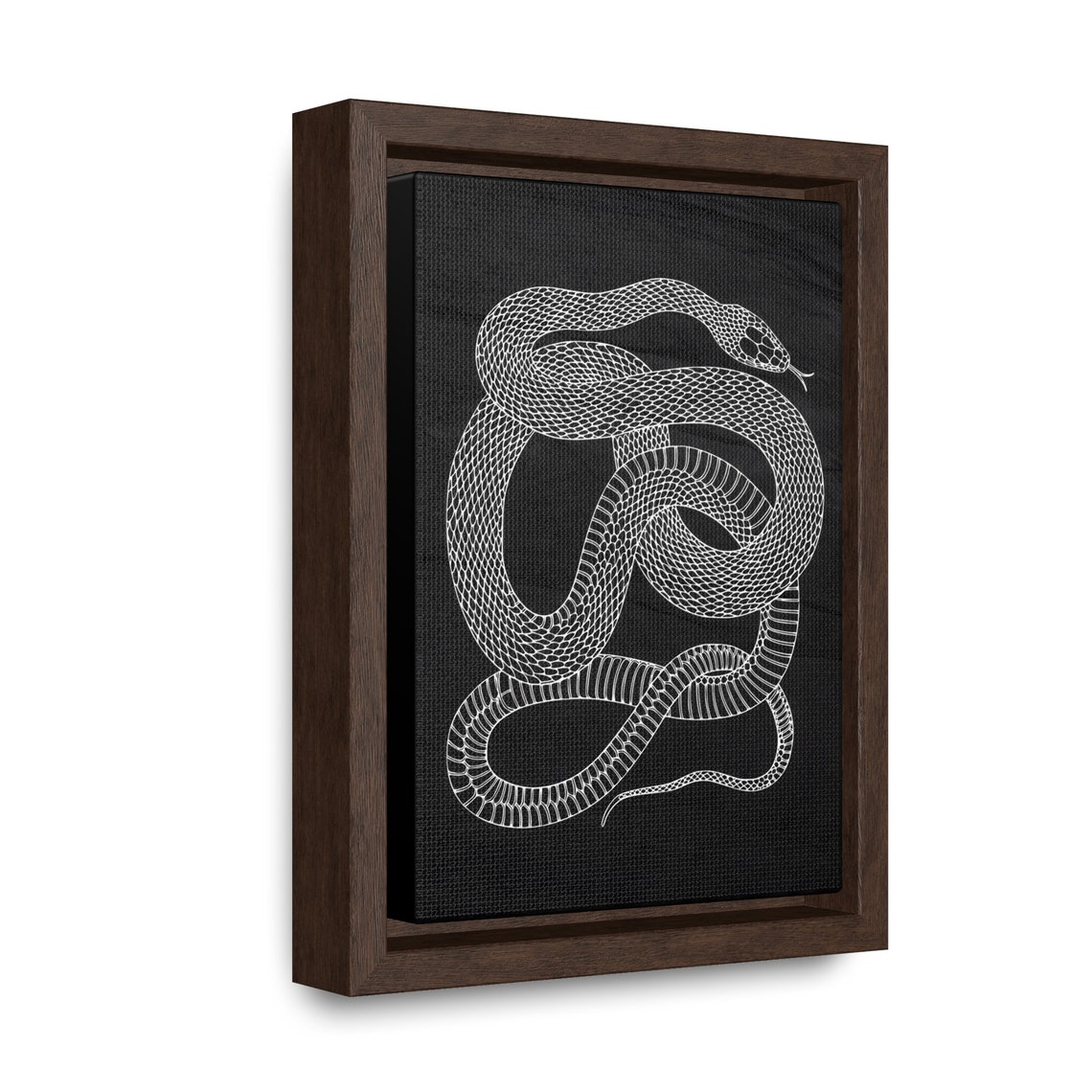 Monochrome Snake Line Art Black Canvas Serpent Illustration Print - Image 2