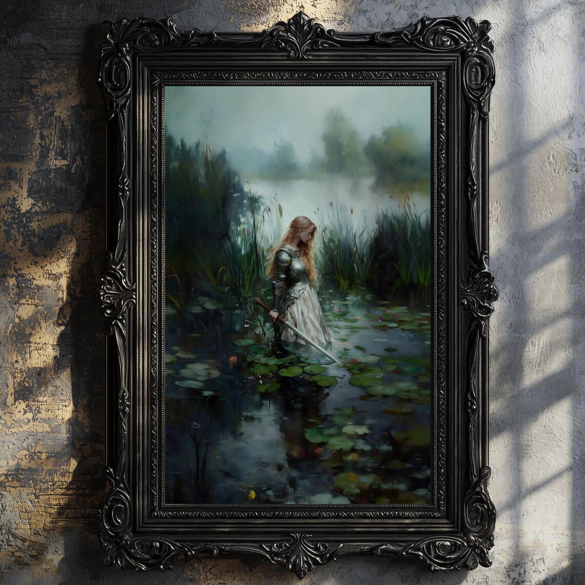 Ophelia Dark Academia Lake Print, Gothic Wall Art