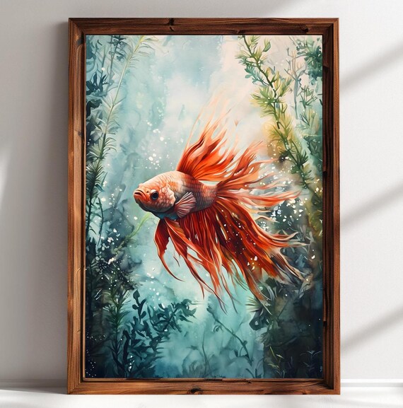 Aquarell Betta Fisch Painting Betta Fish Watercolor Print Of Fish Aquarium Painting Betta Art Aquarium Lover Gift For Betta Fisch Owner
