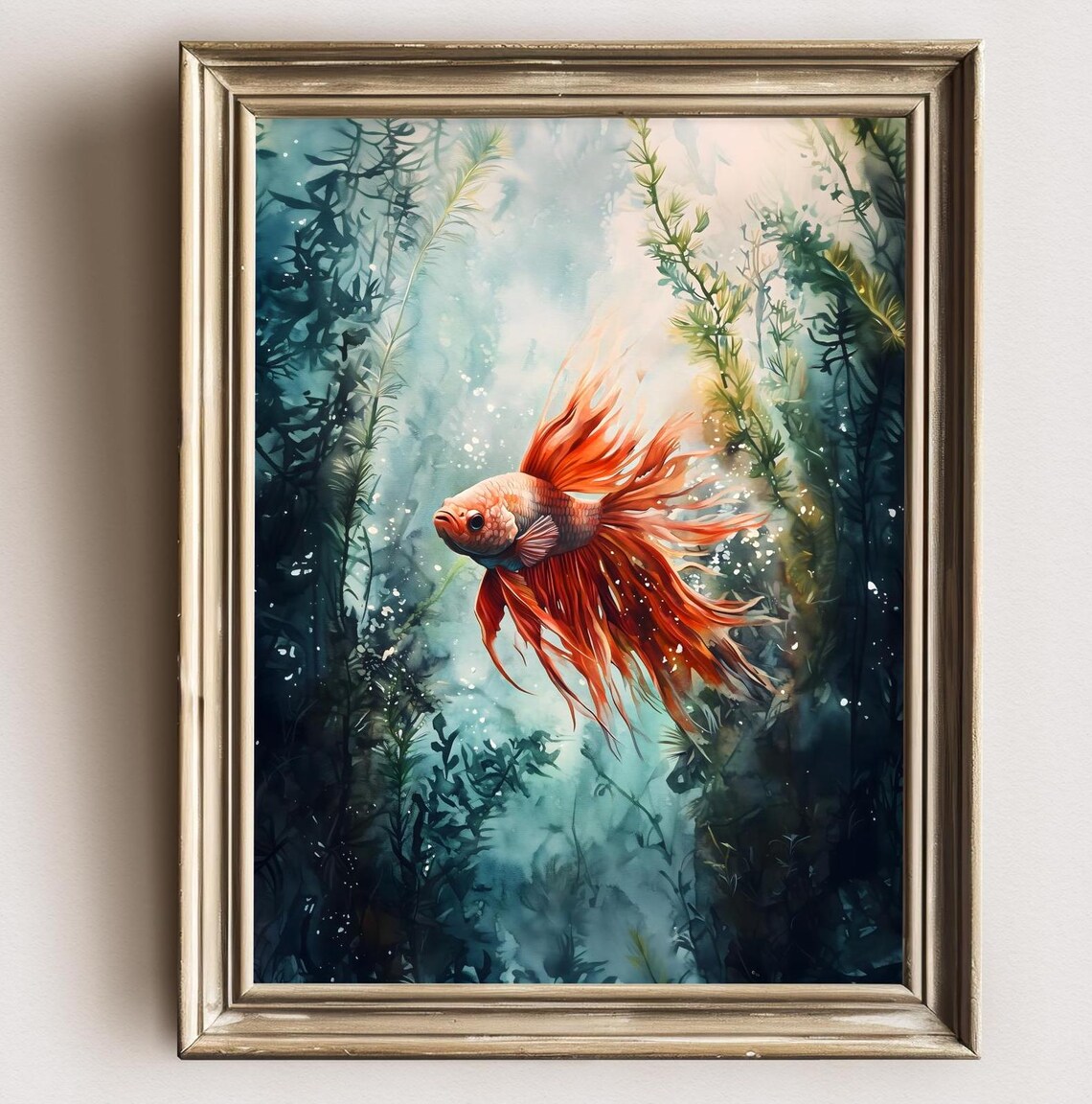 Aquarell Betta Fisch Painting Betta Fish Watercolor Print Of Fish Aquarium Painting Betta Art Aquarium Lover Gift For Betta Fisch Owner - Image 2