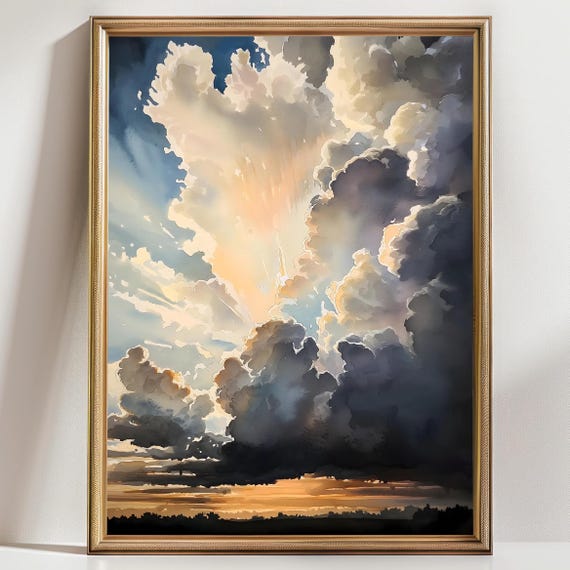 Big Clouds Dark Academia Print Goth Moody Victorian Wall Art Dark Decor Aesthetic Dark Cottagecore Gothic Prints