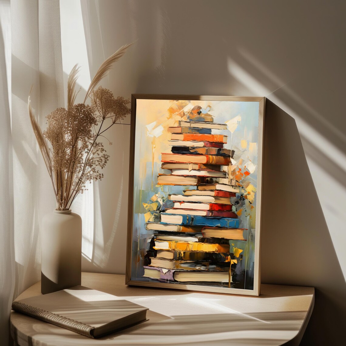 Abstract Stack Of Books, Dark Academia Wall Art Print - Image 2