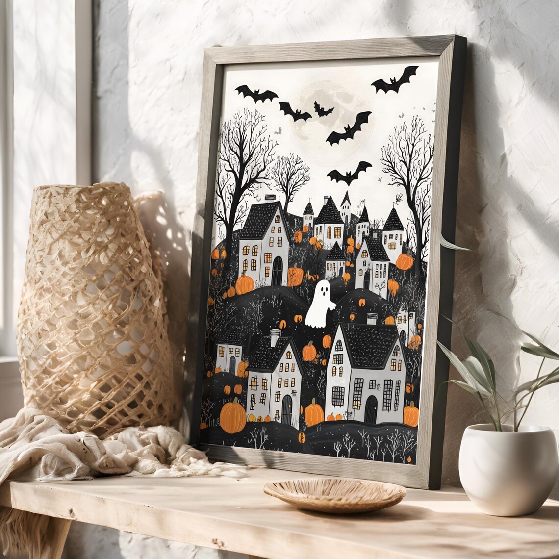 Halloween Town Folk Art Halloween Poster Print - Image 3