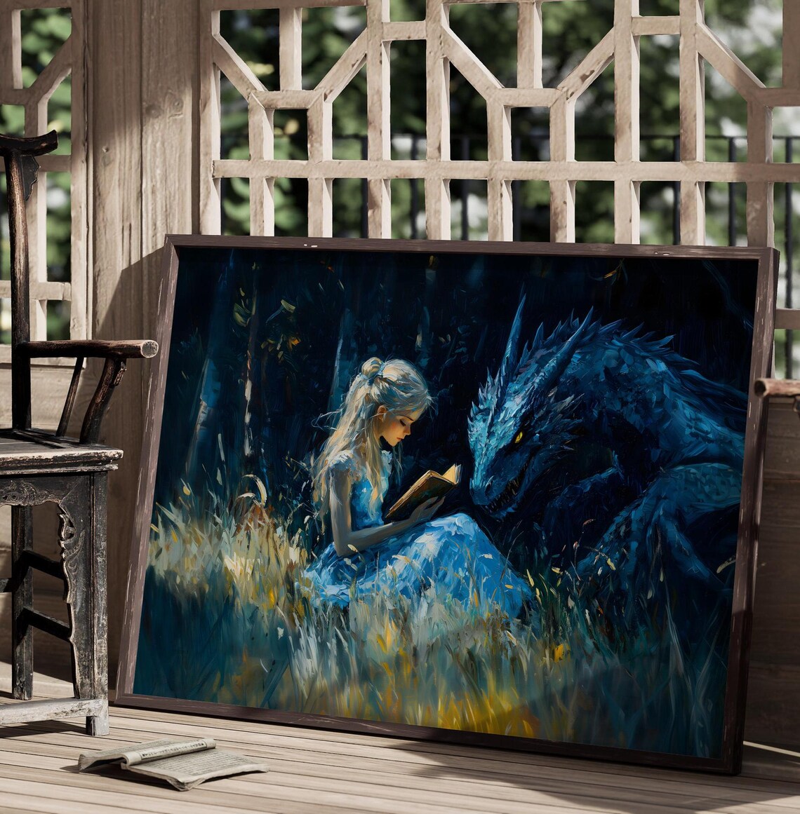 Dragon Bookish Victorian Art Print, Dark Academia - Image 2