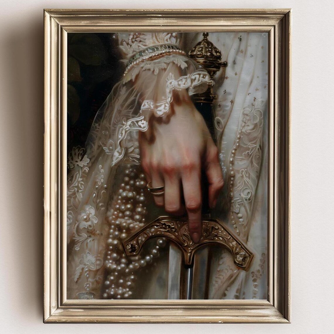 Victorian Woman With Sword, Moody Art Print