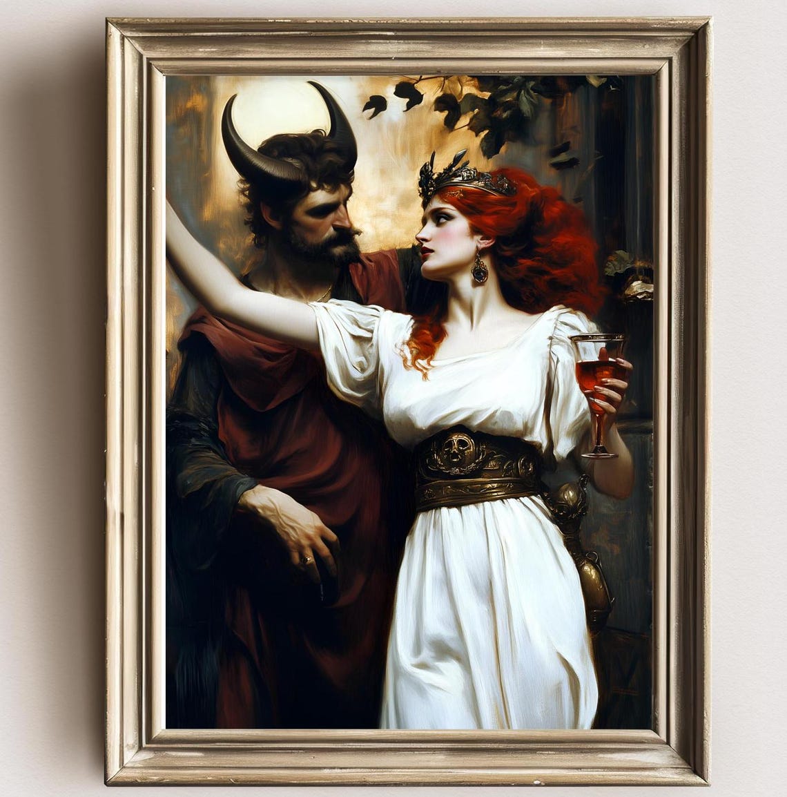 Persephone Dancing With Horned Hades Wine Glass Dark Mythology Poster