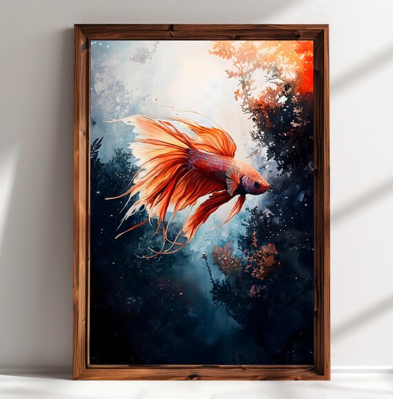 Aquarell Betta Fisch Painting Betta Fish Watercolor Print Of Fish Aquarium Painting Betta Art Aquarium Lover Gift For Betta Fisch Owner