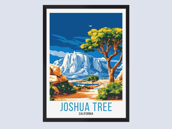 Joshua Tree California Desert Rocks Vintage Travel Poster National Park Art