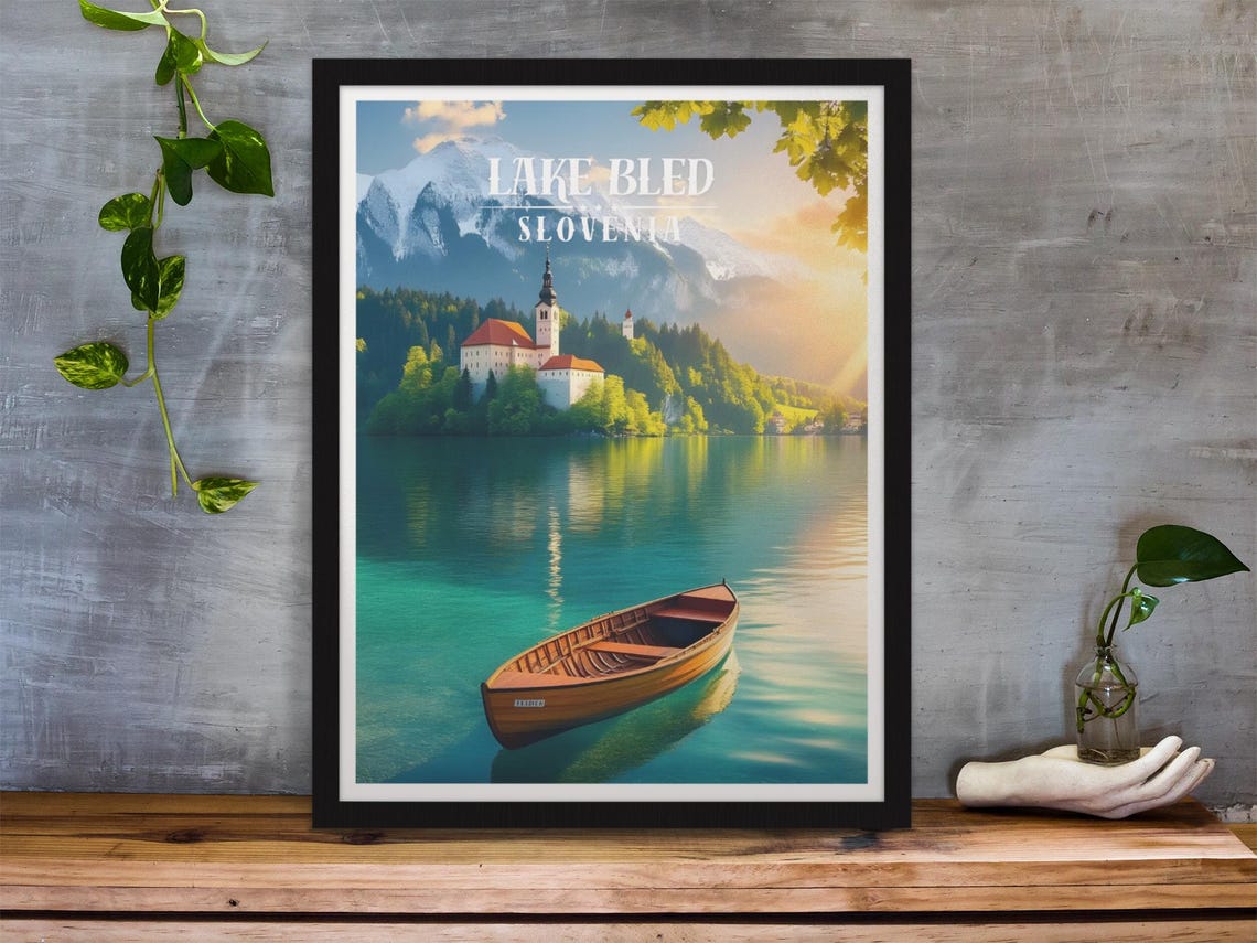 Lake Bled Slovenia Travel Poster Lake Bled Slovenia Wall Art Lake Bled Travel Poster Lake Bled Slovenia Rolled Poster Lake Bled Wall Art