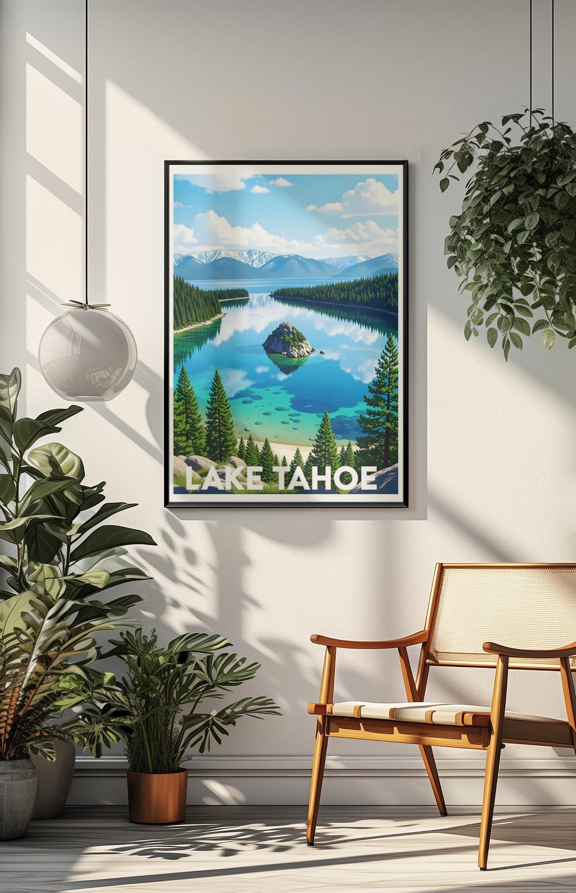 Lake Tahoe Travel Poster Scenic Mountain Lake Poster Lake Tahoe Art California Nevada Wall Art Lake Tahoe Wall Art Lake Tahoe Artwork - Image 3