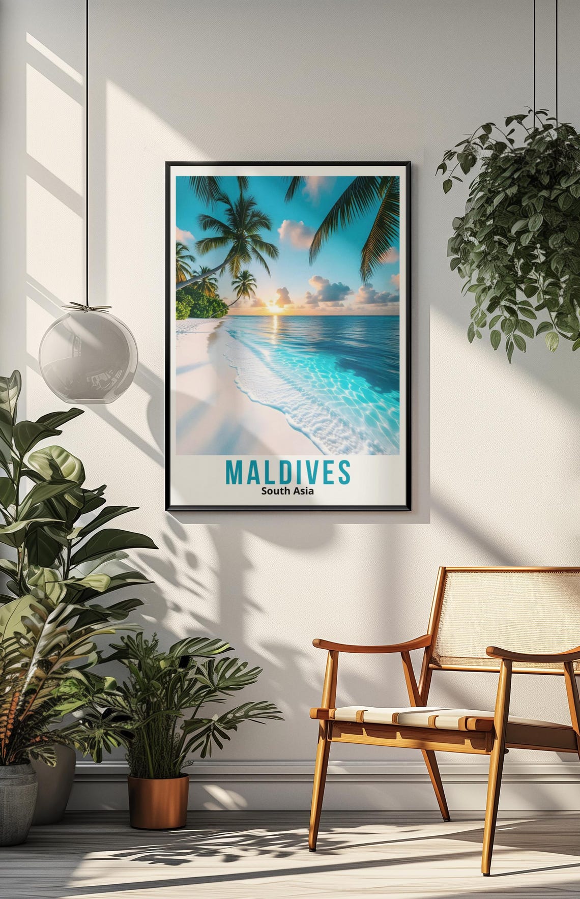 Maldives Travel Poster Maldives Wall Art Maldives Wall Hanging Wall Decor Maldives Gifts South Asia Travel Poster Maldives Asia Poster - Image 3