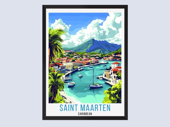 Saint Maarten Travel Print Caribbean Poster Wall Art Home Decor