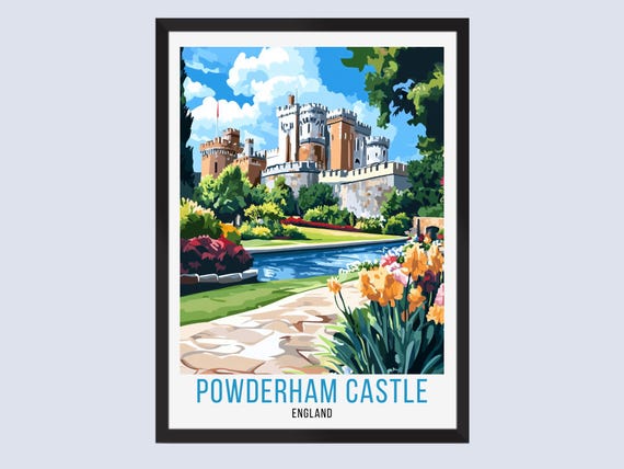 Powderham Castle Travel Poster Print Wall Art Home Decor Gift