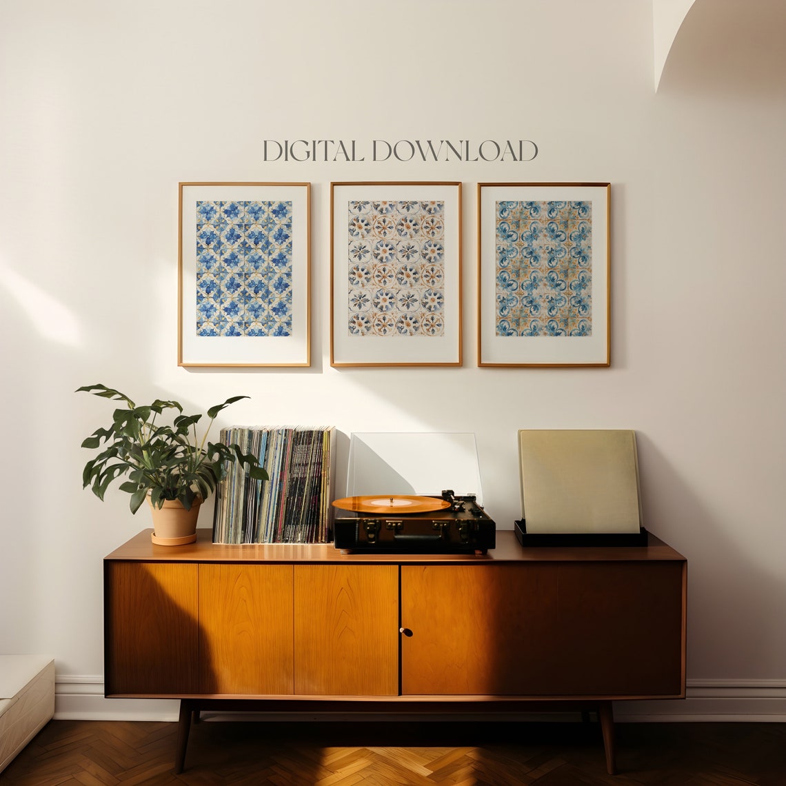 Santorini Mediterranean Tile Pattern Gallery Wall Art Set of 6 - Image 3