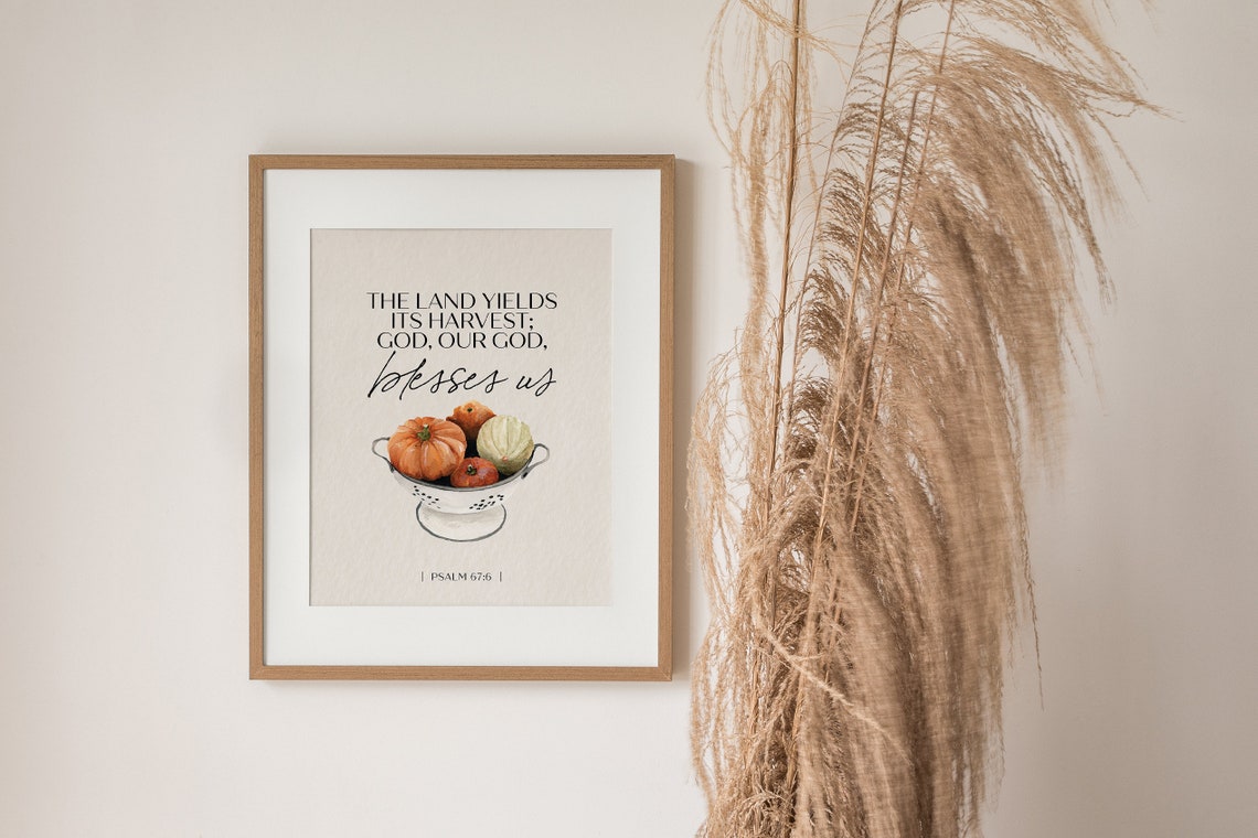 Psalm 67:6 The Land Yields Its Harvest Thanksgiving Blessing Poster - Image 3