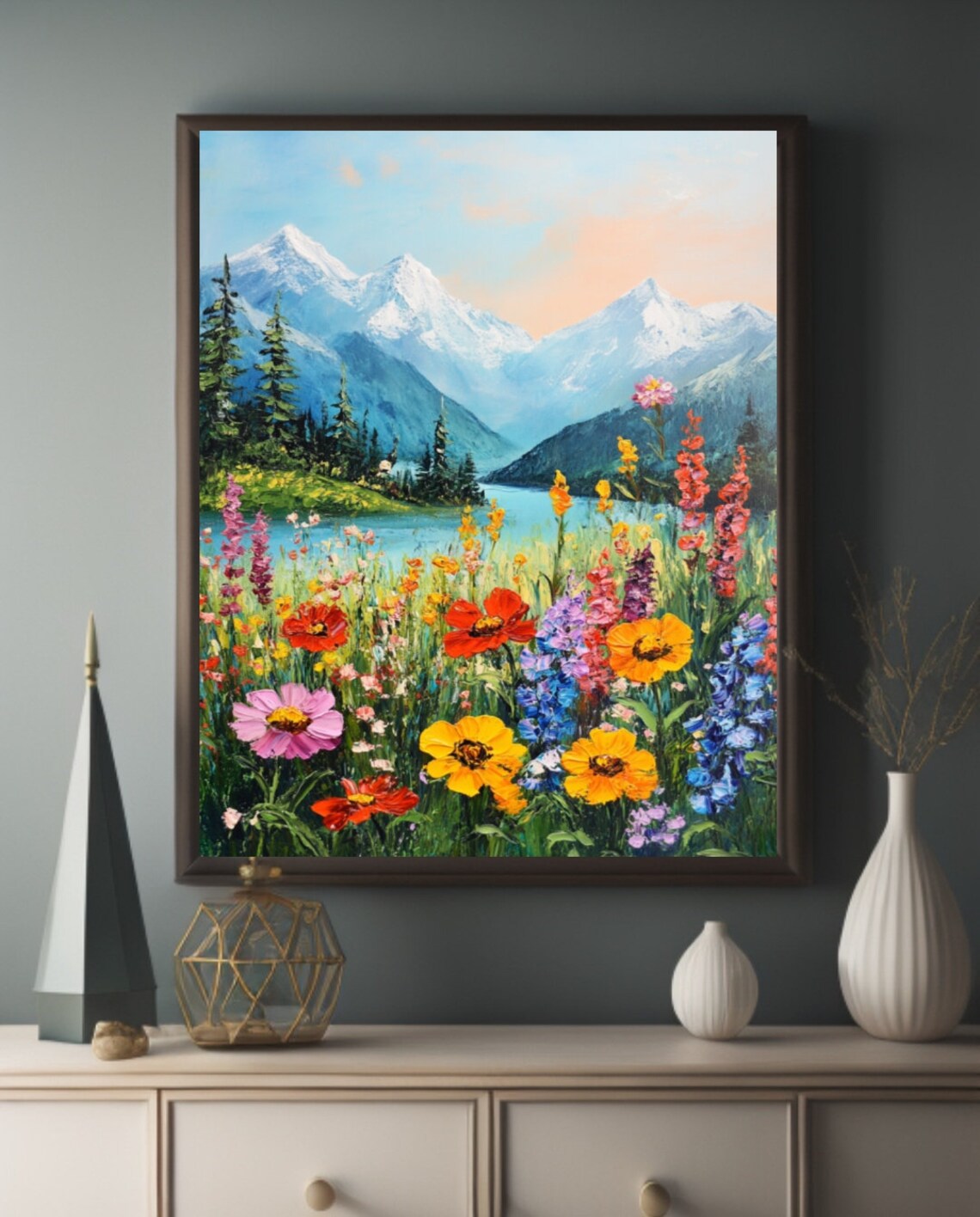 Wildflower Print Botanical Mountain Art Print